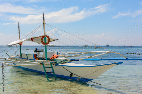 Traditional Philippine boat in the sea