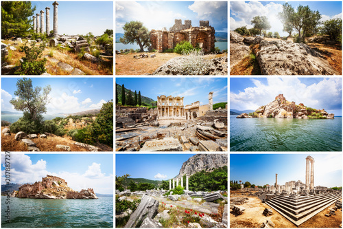 Collage of travel photos, Aegean coast, Turkey