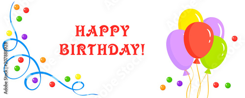 Happy birthday, banner with balloons