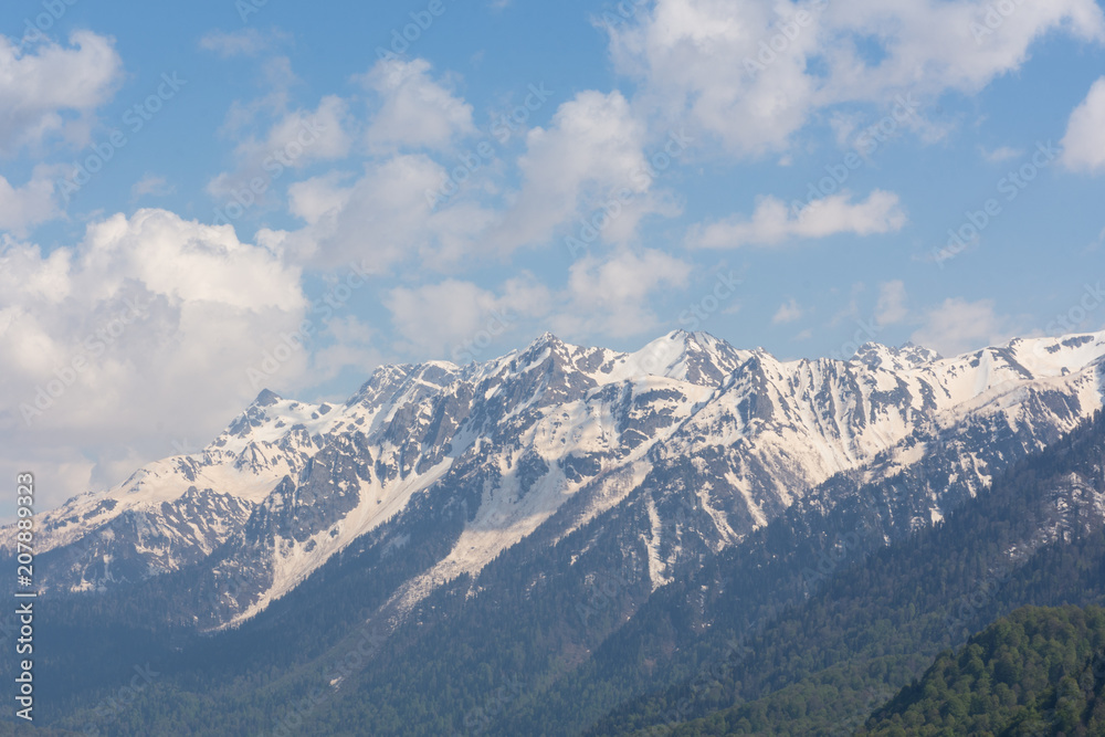 Caucasus mountain range at an altitude of 2320 m in Sochi April 2018 Caucasus mountain range at an altitude of 2320 m in Sochi April 2018