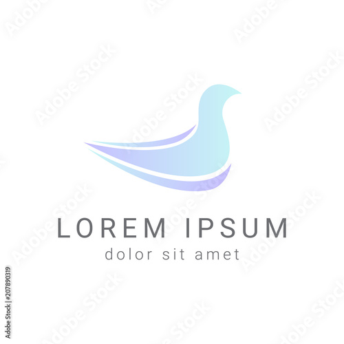 Free Download blue bird minimal vector logo design template, dove icon, freedom sign, curve symbol, vector illustration - GFXLoad