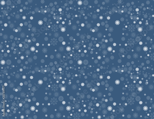 Merry Christmas and Happy New Year seamless pattern with snowflakes. Snowfall illustration for your winter holiday design