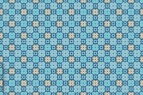 Arabesque islamic blue seamless pattern. Illustration for your arabic horizontal background design