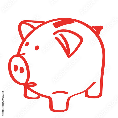 Handgezeichnetes Sparschwein in rot
