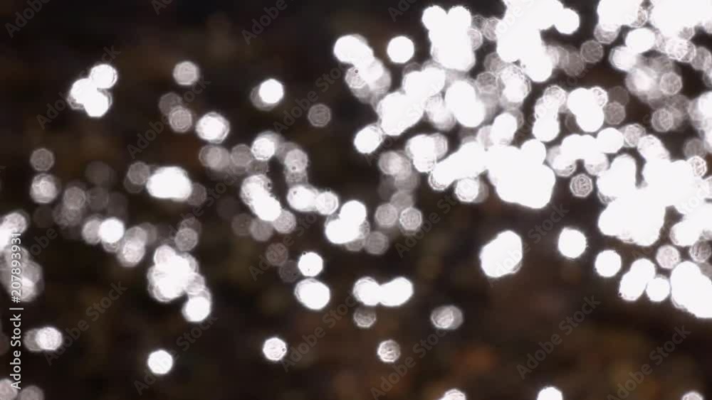 Slow Reflection Slow motion of defocused rapid water, flowing over brown boulders and ...