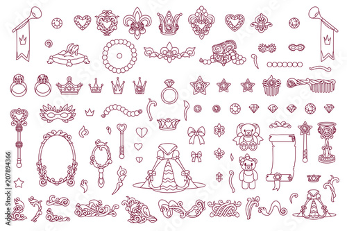 vector royal jewelry collection of Little Princess
