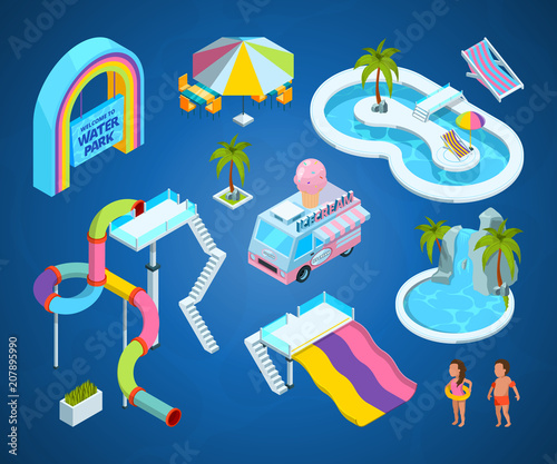 3D pictures of water park attractions