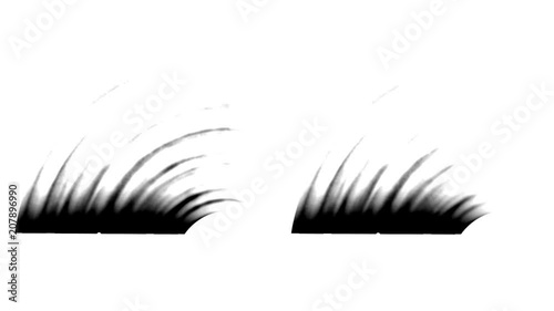 Alpha matte silhouette of two windscreen wipers, seamless loop 3d animation