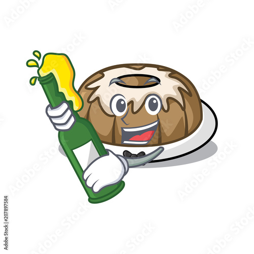 With beer bundt cake mascot cartoon