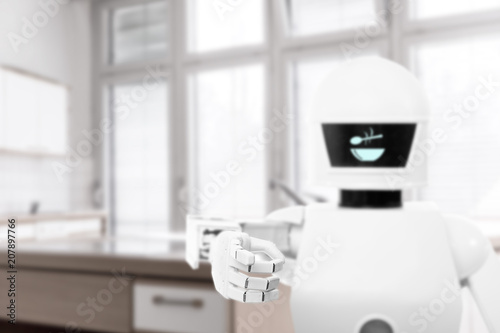 Autonomer Service Roboter arbeitet ind der K  che