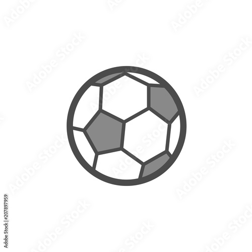 Soccer ball vector flat outline icon. Football game symbol isolated on white background. Sport sticker design