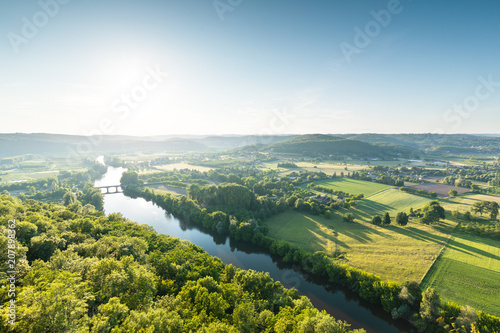 Panoramic view of Dordogne valley in France photo