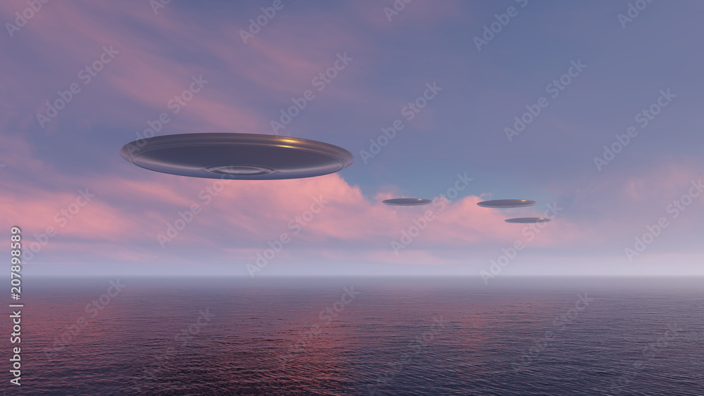 3d render UFO above the ocean
3d render UFO above the ocean