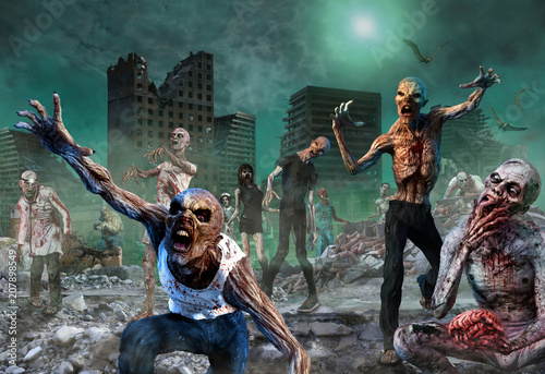 фотографія Zombie Scene 3D illustration