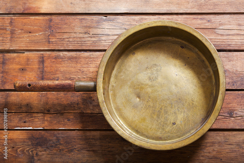 empty frying pan, top view