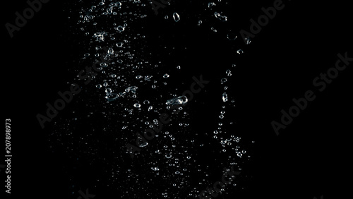 Soda water liquid splashing and floating in black background which represent feeling of freshness or refreshing from carbonate drink 