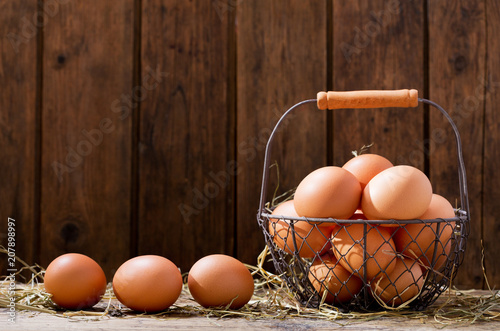 fresh eggs in a basket