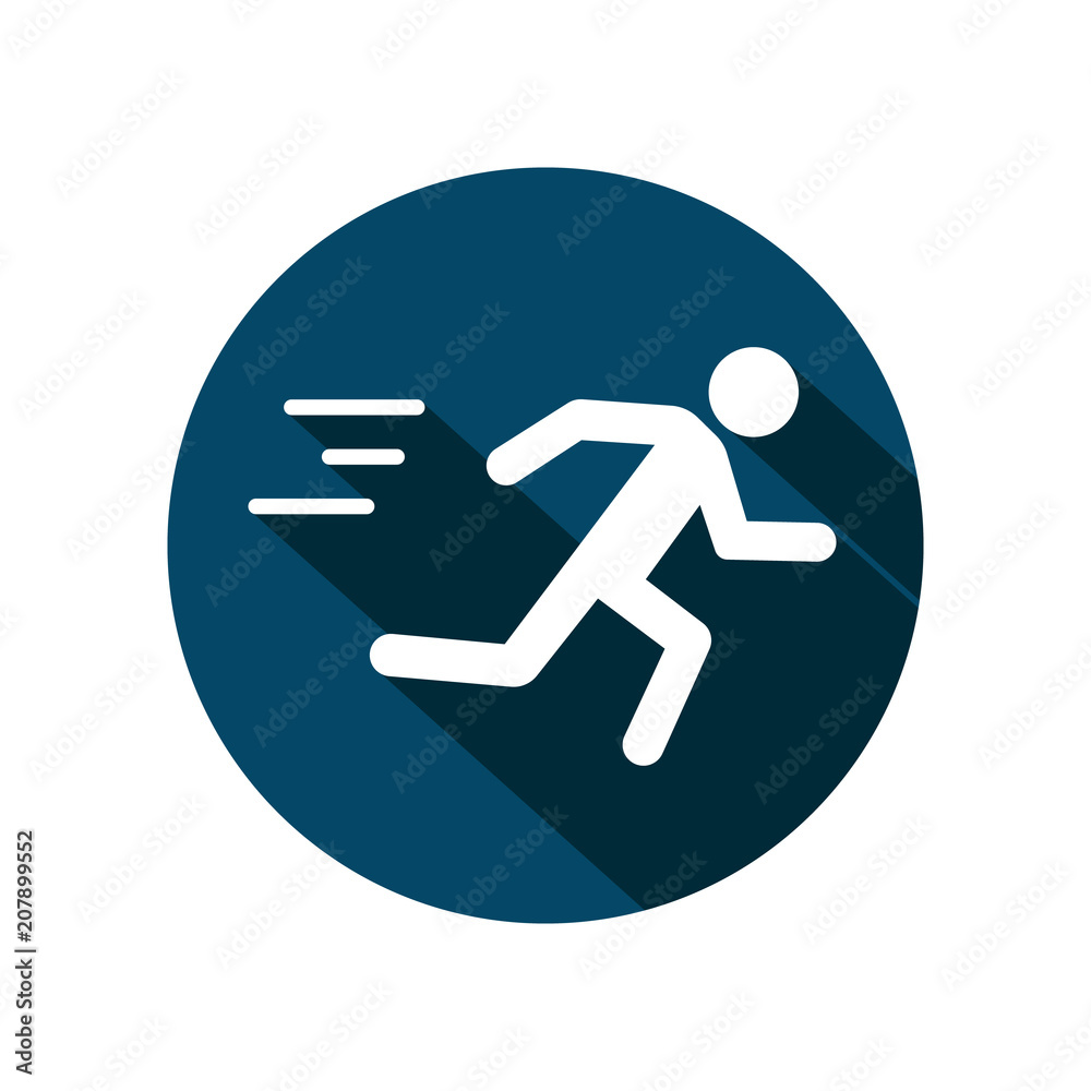 Running people in motion. Simple symbol of run isolated on a blue background. Vector Illustration. Running people in motion. Simple symbol of run isolated on a blue background. Vector Illustration.