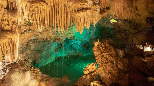 Interior view to Grutas Mira de Aire cave in Portugal photo