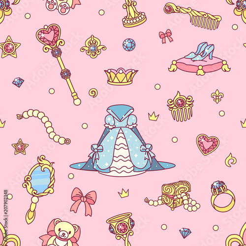 vector seamless pattern Little Princess concept 