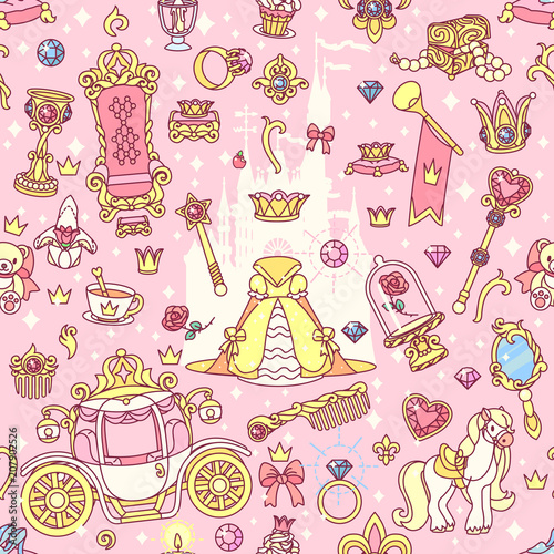 vector seamless pattern Little Princess concept 
