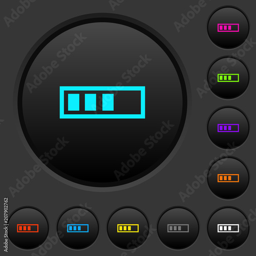 Progressbar dark push buttons with color icons