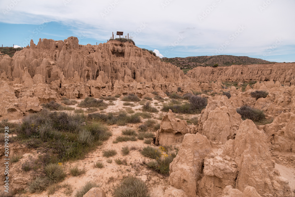 Landscape of geological formations of Aguadem de Valdemira or also called Aguaral de Valpalmas in zaragoza spain