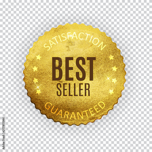 Best Seller Golden Shiny Label Sign. Vector Illustration