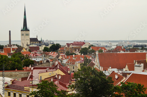 old streets, houses and roofs of the Old Town in Tallinn
