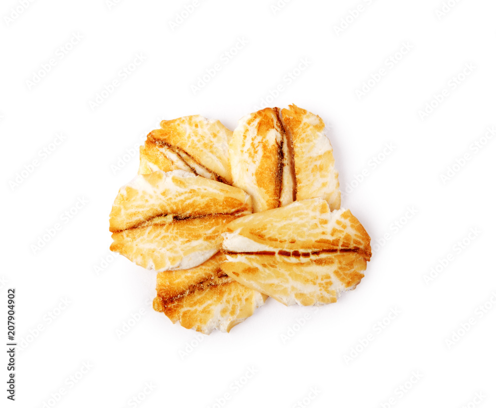 Oat flakes isolated on the white background with clipping path.