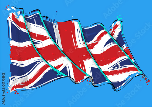 British Artistic Brush Stroke Waving Flag