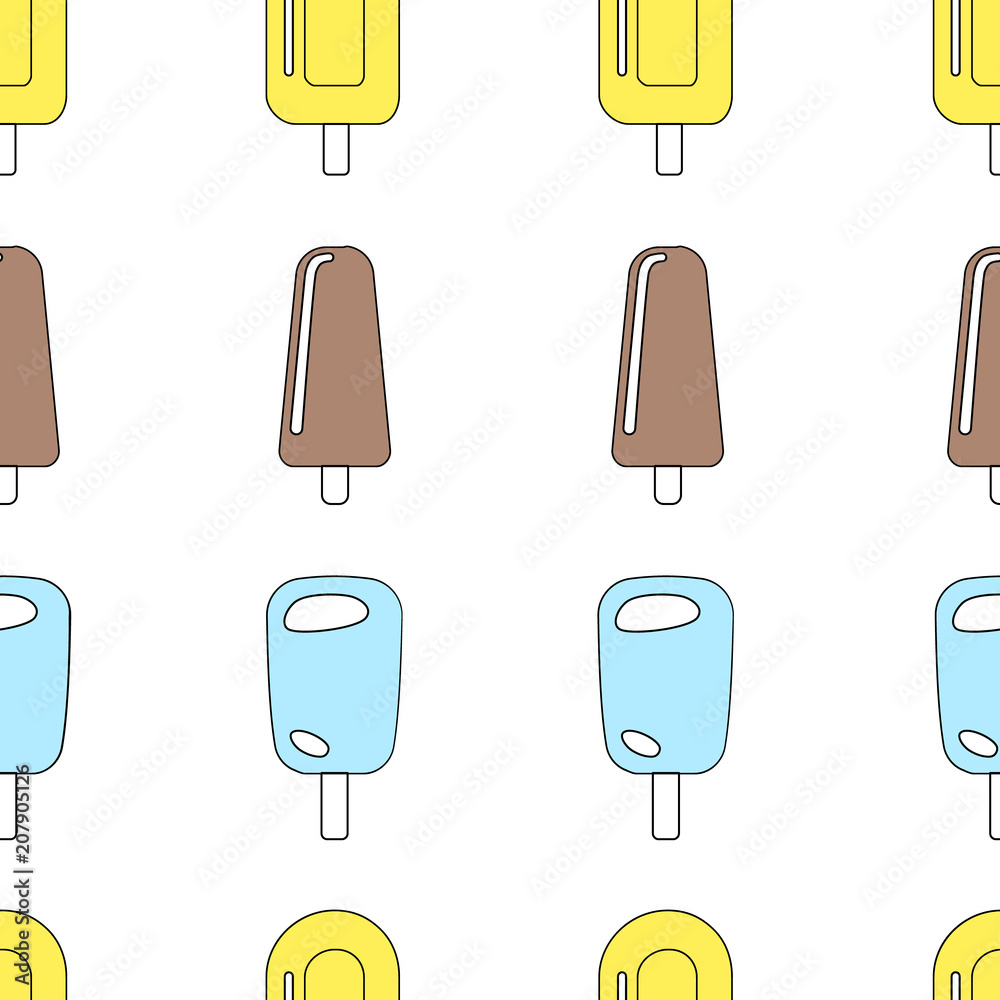 Seamless pattern with ice cream. Vector illustration.
Seamless pattern with ice cream. Vector illustration.
