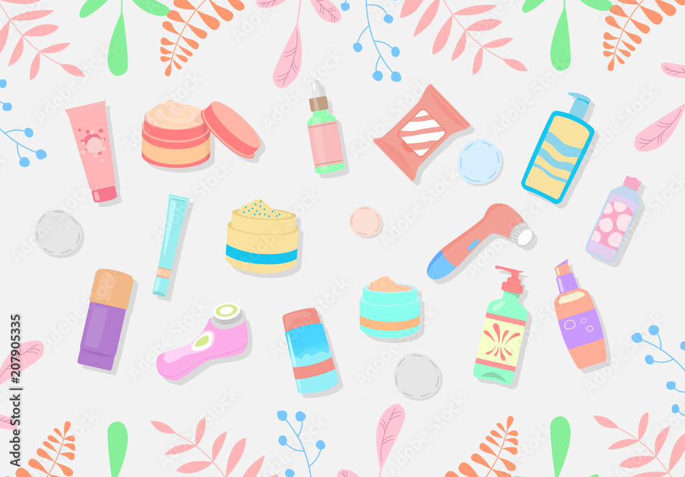Vector illustrations set with skin care products. Vector illustrations set with skin care products.