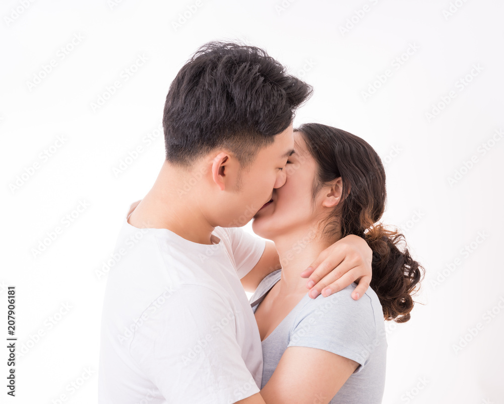 young couple kissing