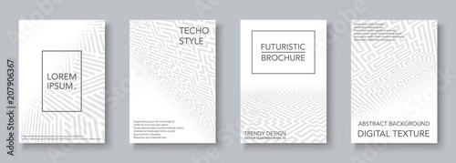White geometric covers set - digital design. Abstract perspective backgrounds, cards, posters, brochures
