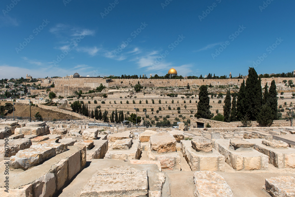 Graves in Jewish Cemetery. Jerusalem, Israel