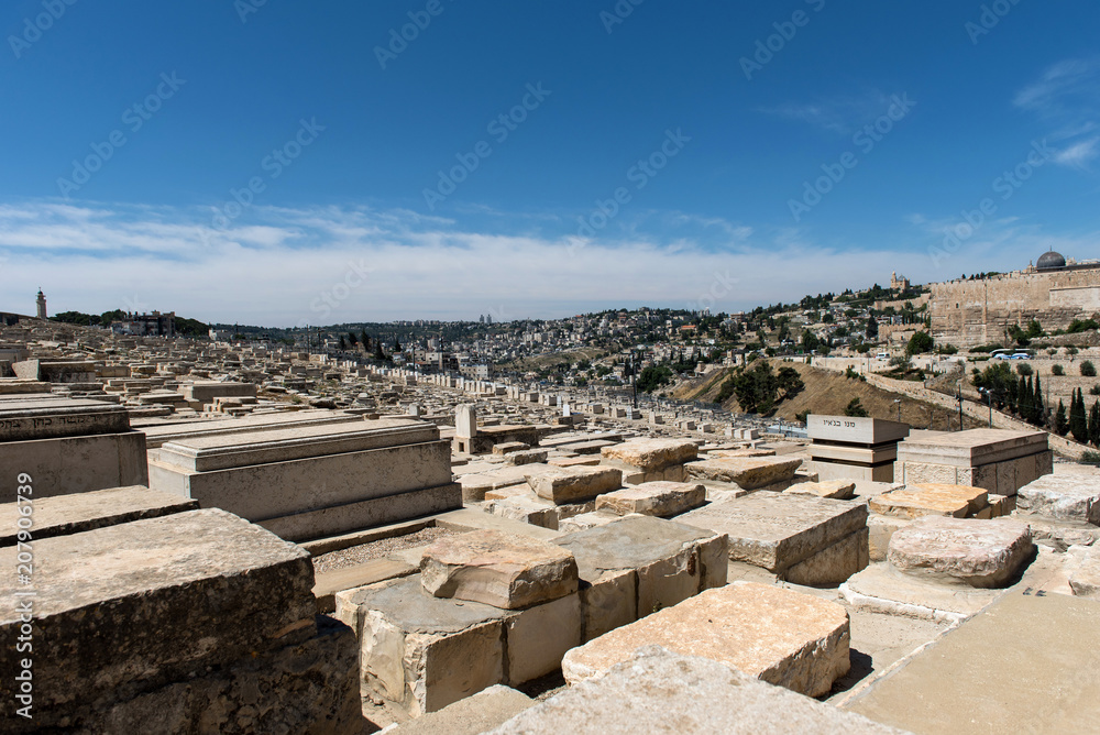Graves in Jewish Cemetery. Jerusalem, Israel