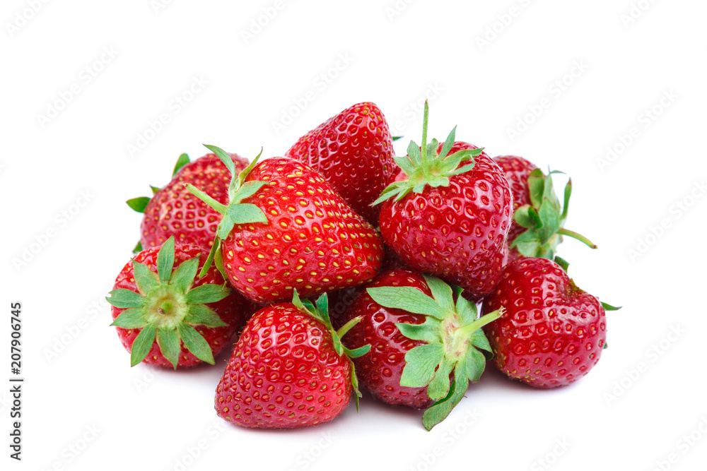 Fruits of strawberries isolated on white background