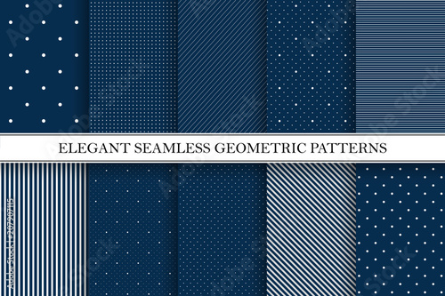 Collection of elegant vector patterns - seamless dotted and striped backgrounds
