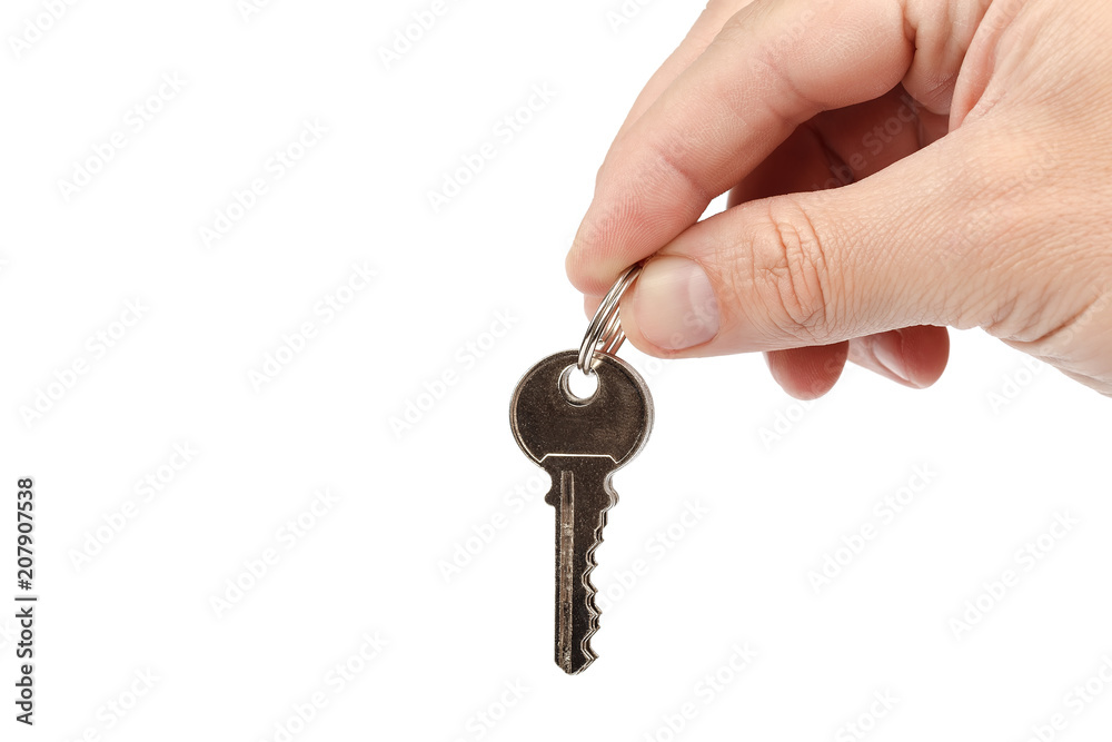 Keys from the lock in hand on white background. Keys from the lock in hand on white background.