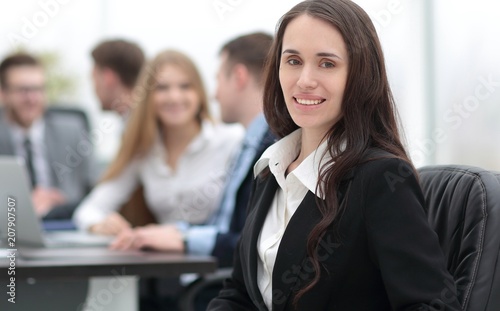 business woman and business team