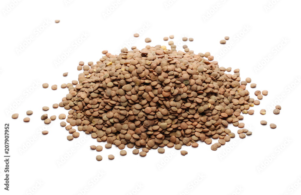 Pile of green lentils isolated on white background Pile of green lentils isolated on white background