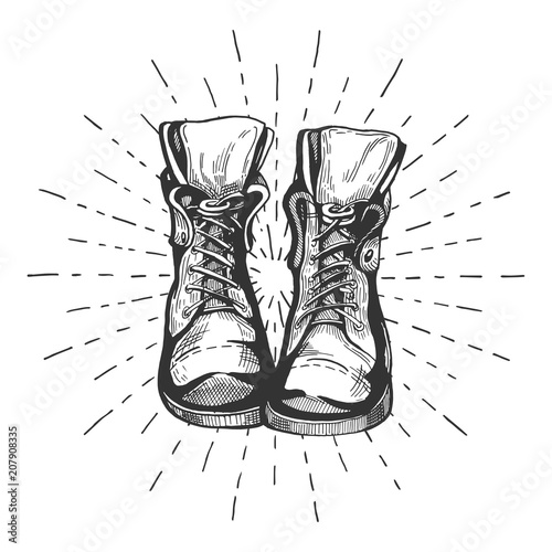 laced travelling hiking boots