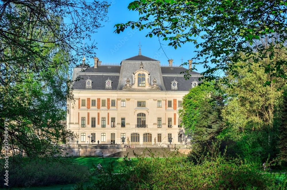 Castle in Pszczyna town in Poland. Beautiful antique neo baroque castle.