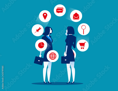 Flat character Teamwork. Business team looking and analyze business. Concept business dilemma vector illustration. Flat business cartoon, Character style design.