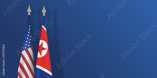 drapeau - Corée du nord - États Unis - coréen - américain - présentation - fond - paix - arme nucléaire
