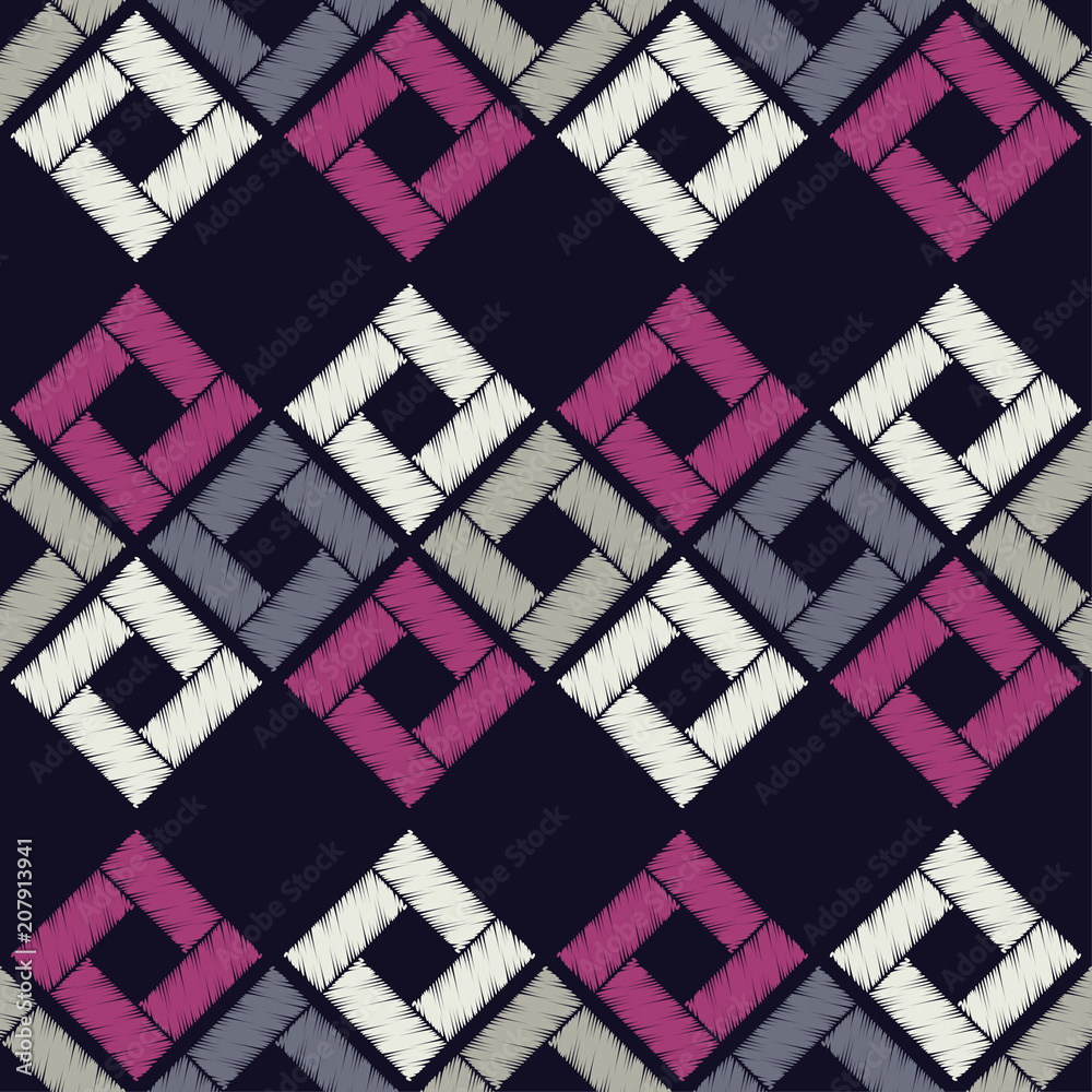 Seamless abstract geometric pattern. The texture of rhombus. Brushwork. Hand hatching. Scribble texture. Textile rapport. Seamless abstract geometric pattern. The texture of rhombus. Brushwork. Hand hatching. Scribble texture. Textile rapport.