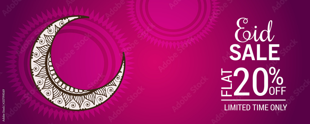 Obraz premium Sale Banner Or Sale Poster For Festival Of Eid Mubarak with Text space Background.