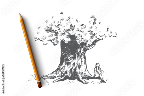Big tree concept. Hand drawn isolated vector.