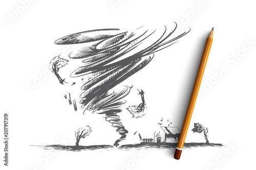 Tornado concept. Hand drawn isolated vector.